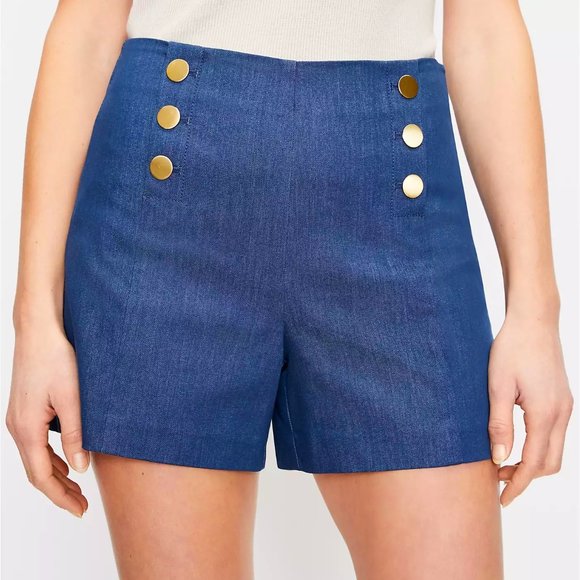 NWT LOFT Admiral Shorts In Refined Denim - Picture 1 of 7